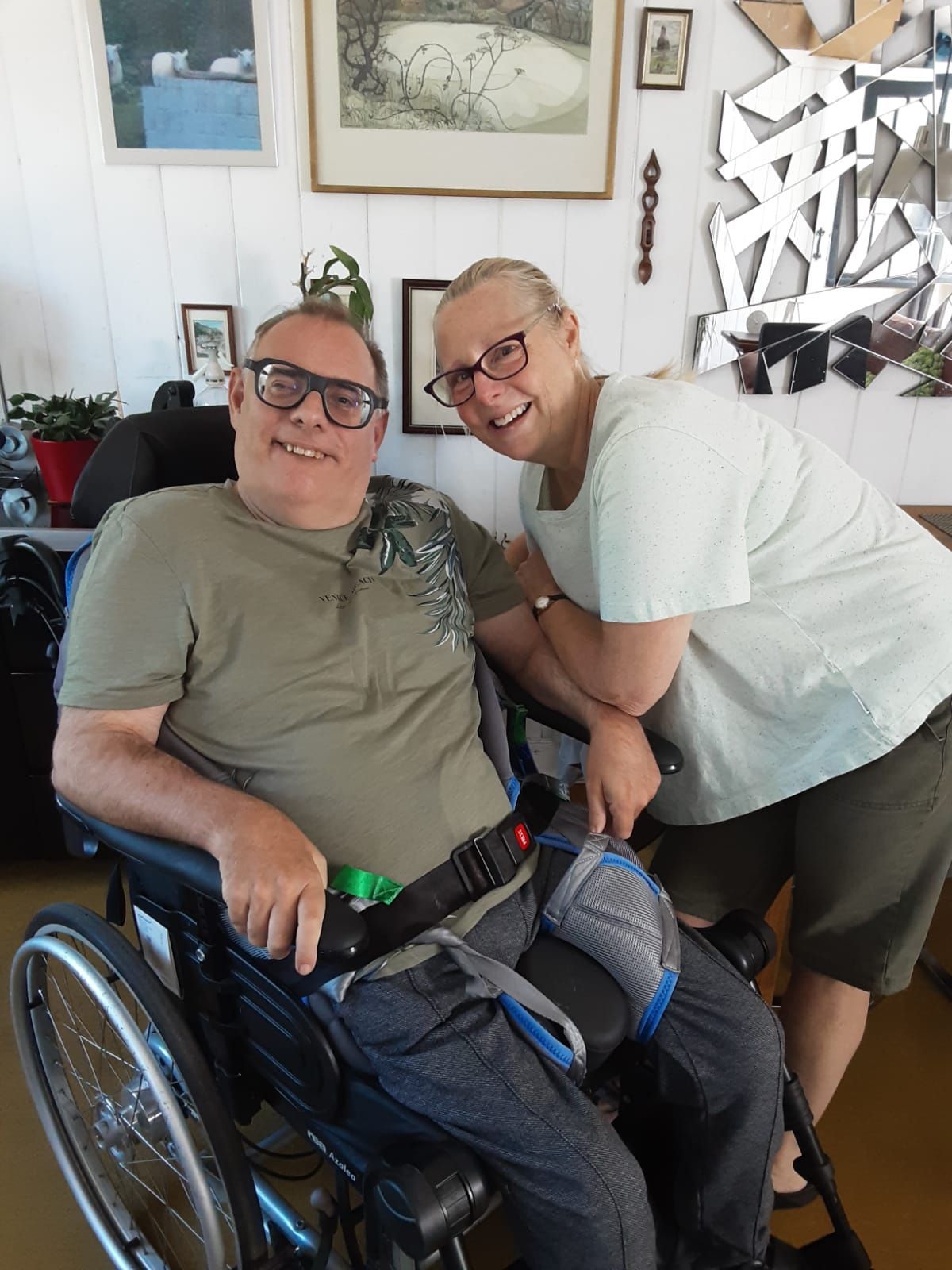 Daniel Anderson at home in Leeds with his carer